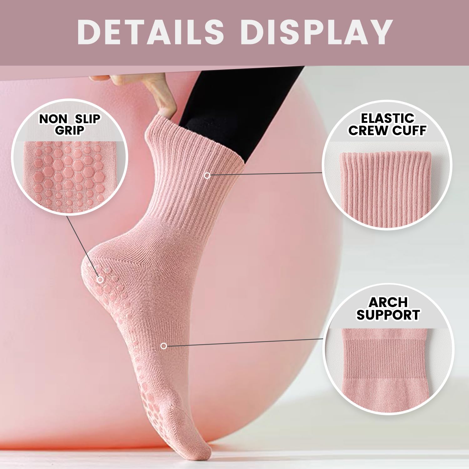 4-6 أزواج من جوارب اليوغا النس - مراجعة Grip Sock Yoga وسعره